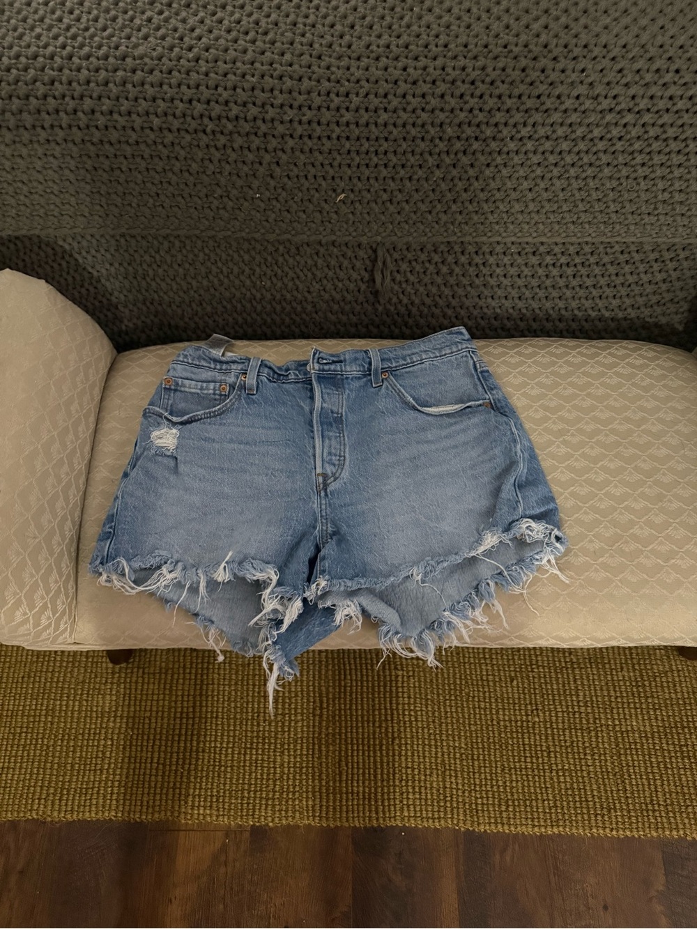 Levi's Light Blue Distressed Denim Cutoff Shorts